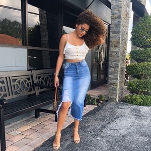 Midi Denim Skirt